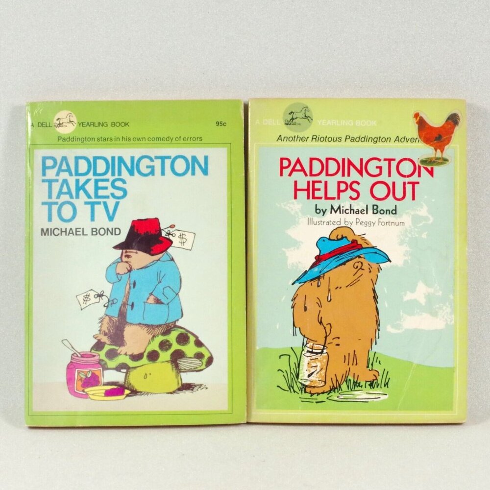 Lot of 2 Vintage 1970s Paddington Bear Books by Michael Bond, Dell Yearling